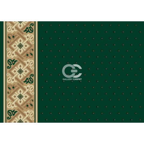 Karpet Sajadah Rol Masjid buatan Turki merk Taj Mahal (Turki) warna hijau dan motif bintik, kotak