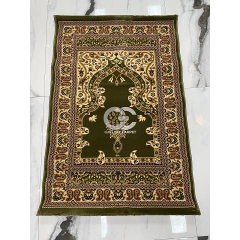 Karpet Sajadah Satuan buatan Turki merk Kings Palace (Turki) warna hijau dan motif klasik