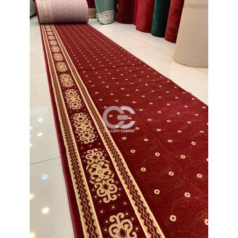 Karpet Sajadah Rol Masjid buatan Turki merk Taj Mahal (Turki) warna merah dan motif bintik, rantai