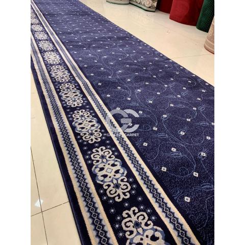 Karpet Sajadah Rol Masjid buatan Turki merk Taj Mahal (Turki) warna biru dan motif bintik, rantai