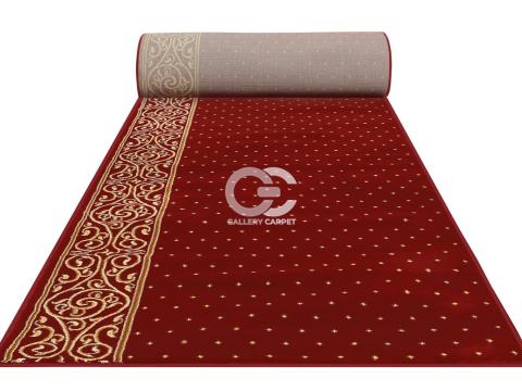 Sajadah masjid merk Platinum motif akar samad berbintik warna merah kode 29052 posisi vertikal