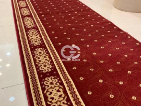 Karpet Sajadah Rol Masjid buatan Turki merk Taj Mahal (Turki) warna merah dan motif bintik, rantai